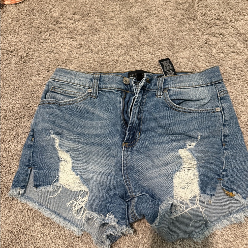 Distressed Blue Denim Shorts